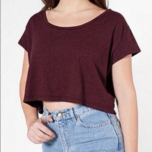 OS Burgundy Boxy Crop Top by American Apparel